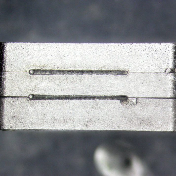 Like all proper welds, this laser weld is stronger than the surrounding material.